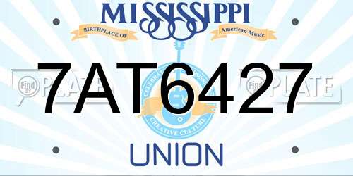 7AT6427 Mississippi License Plate