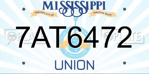7AT6472 Mississippi License Plate