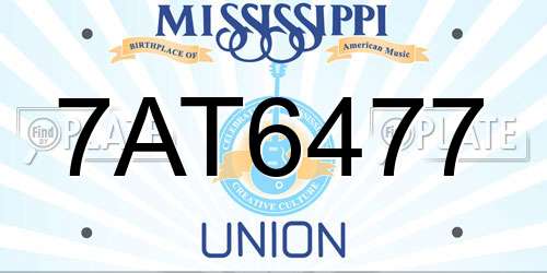7AT6477 Mississippi License Plate