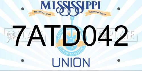 7ATD042 Mississippi License Plate