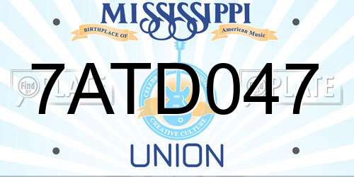 7ATD047 Mississippi License Plate