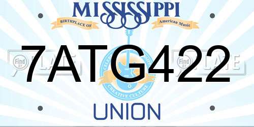 7ATG422 Mississippi License Plate