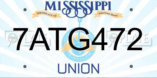 7ATG472 Mississippi License Plate