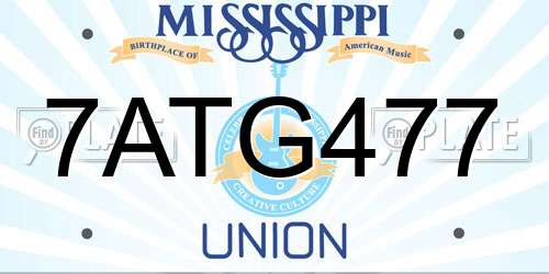7ATG477 Mississippi License Plate