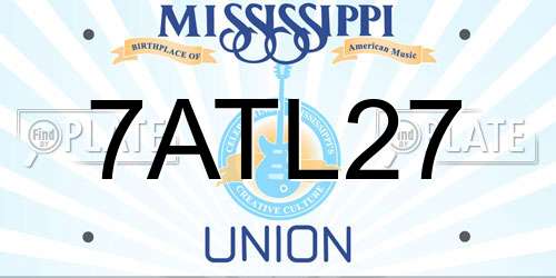 7ATL27 Mississippi License Plate