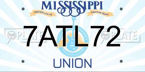 7ATL72 Mississippi License Plate