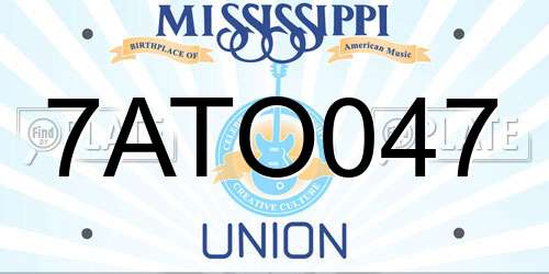 7ATO047 Mississippi License Plate