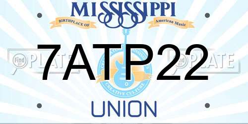 7ATP22 Mississippi License Plate