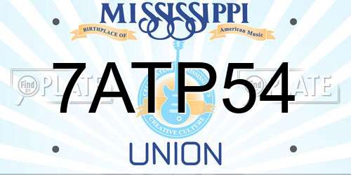 7ATP54 Mississippi License Plate