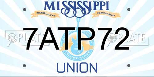 7ATP72 Mississippi License Plate