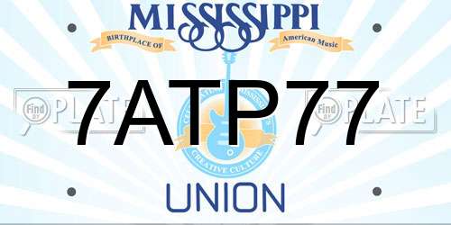 7ATP77 Mississippi License Plate
