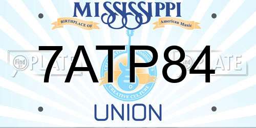 7ATP84 Mississippi License Plate