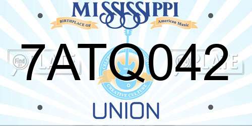 7ATQ042 Mississippi License Plate