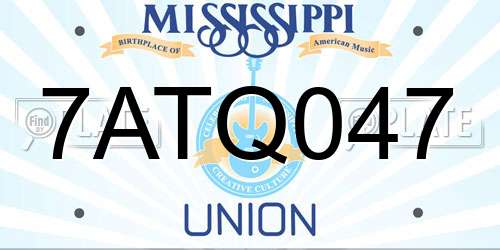 7ATQ047 Mississippi License Plate