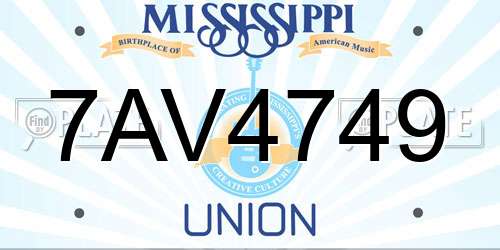 7AV4749 Mississippi License Plate