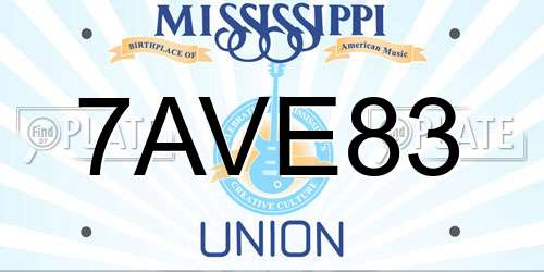 7AVE83 Mississippi License Plate