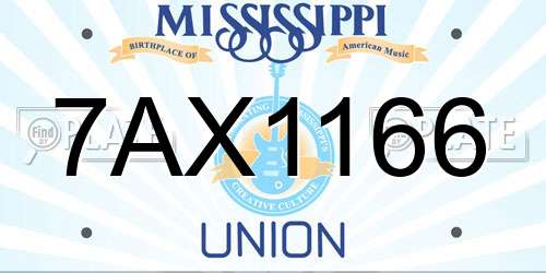7AX1166 Mississippi License Plate