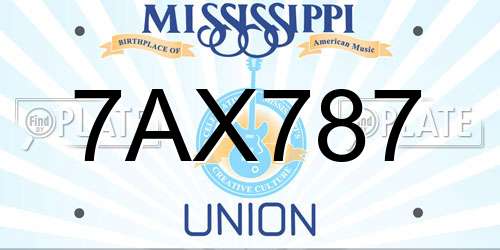 7AX787 Mississippi License Plate