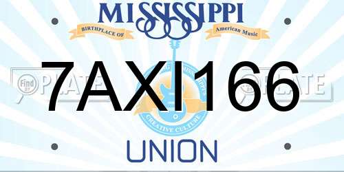 7AXI166 Mississippi License Plate
