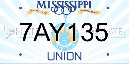 7AY135 Mississippi License Plate