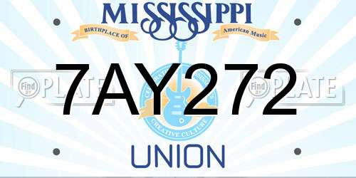 7AY272 Mississippi License Plate