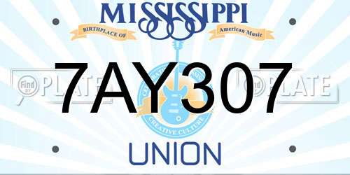 7AY307 Mississippi License Plate