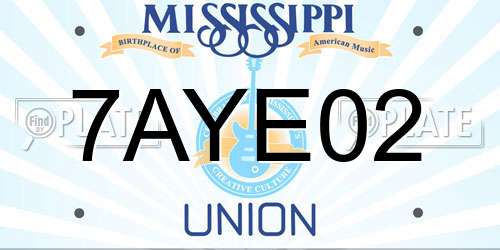 7AYE02 Mississippi License Plate