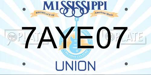 7AYE07 Mississippi License Plate