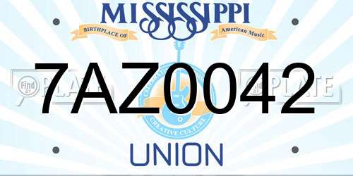 7AZ0042 Mississippi License Plate