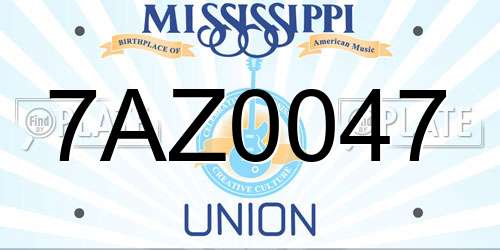 7AZ0047 Mississippi License Plate