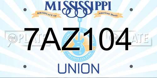 7AZ104 Mississippi License Plate