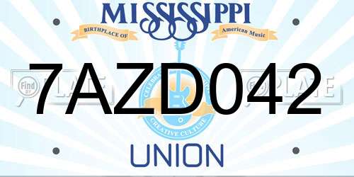7AZD042 Mississippi License Plate
