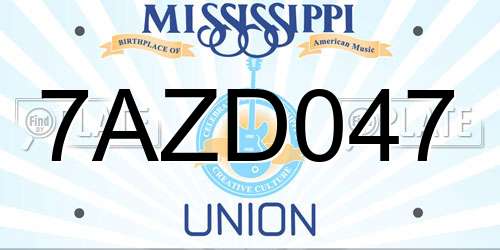 7AZD047 Mississippi License Plate