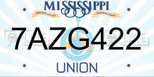 7AZG422 Mississippi License Plate