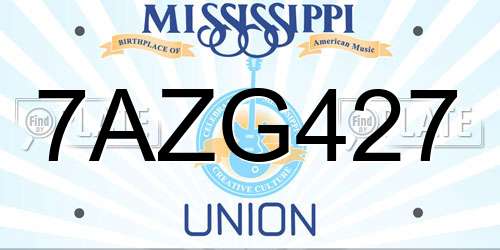 7AZG427 Mississippi License Plate