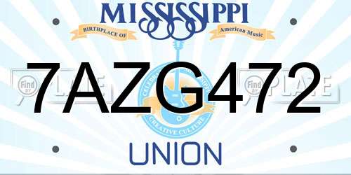 7AZG472 Mississippi License Plate