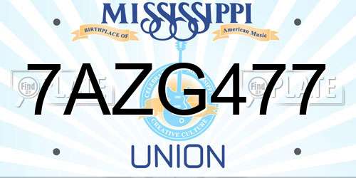 7AZG477 Mississippi License Plate