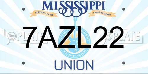 7AZL22 Mississippi License Plate