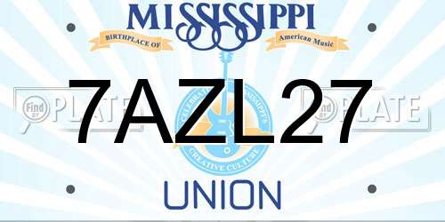 7AZL27 Mississippi License Plate