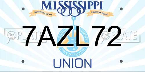 7AZL72 Mississippi License Plate