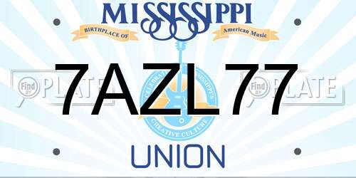 7AZL77 Mississippi License Plate