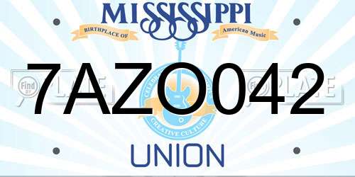 7AZO042 Mississippi License Plate
