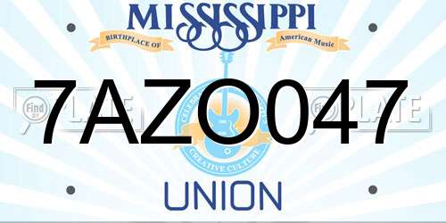 7AZO047 Mississippi License Plate