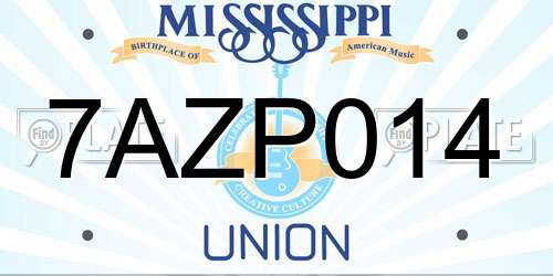 7AZP014 Mississippi License Plate