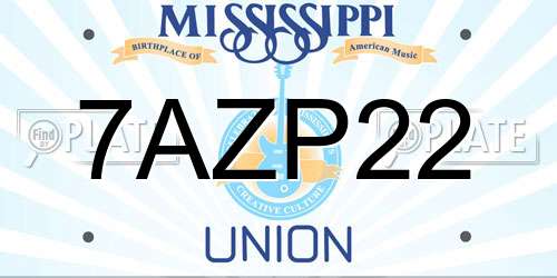 7AZP22 Mississippi License Plate