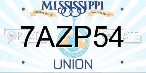7AZP54 Mississippi License Plate