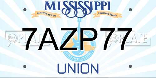 7AZP77 Mississippi License Plate