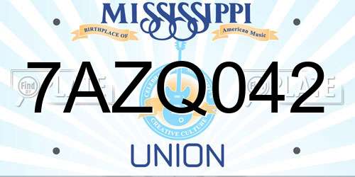 7AZQ042 Mississippi License Plate