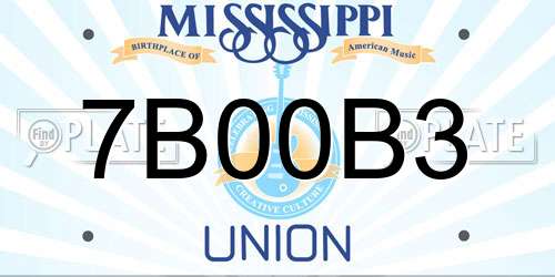 7B00B3 Mississippi License Plate