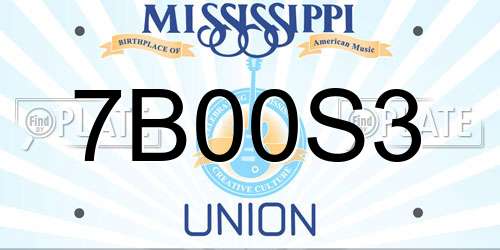7B00S3 Mississippi License Plate